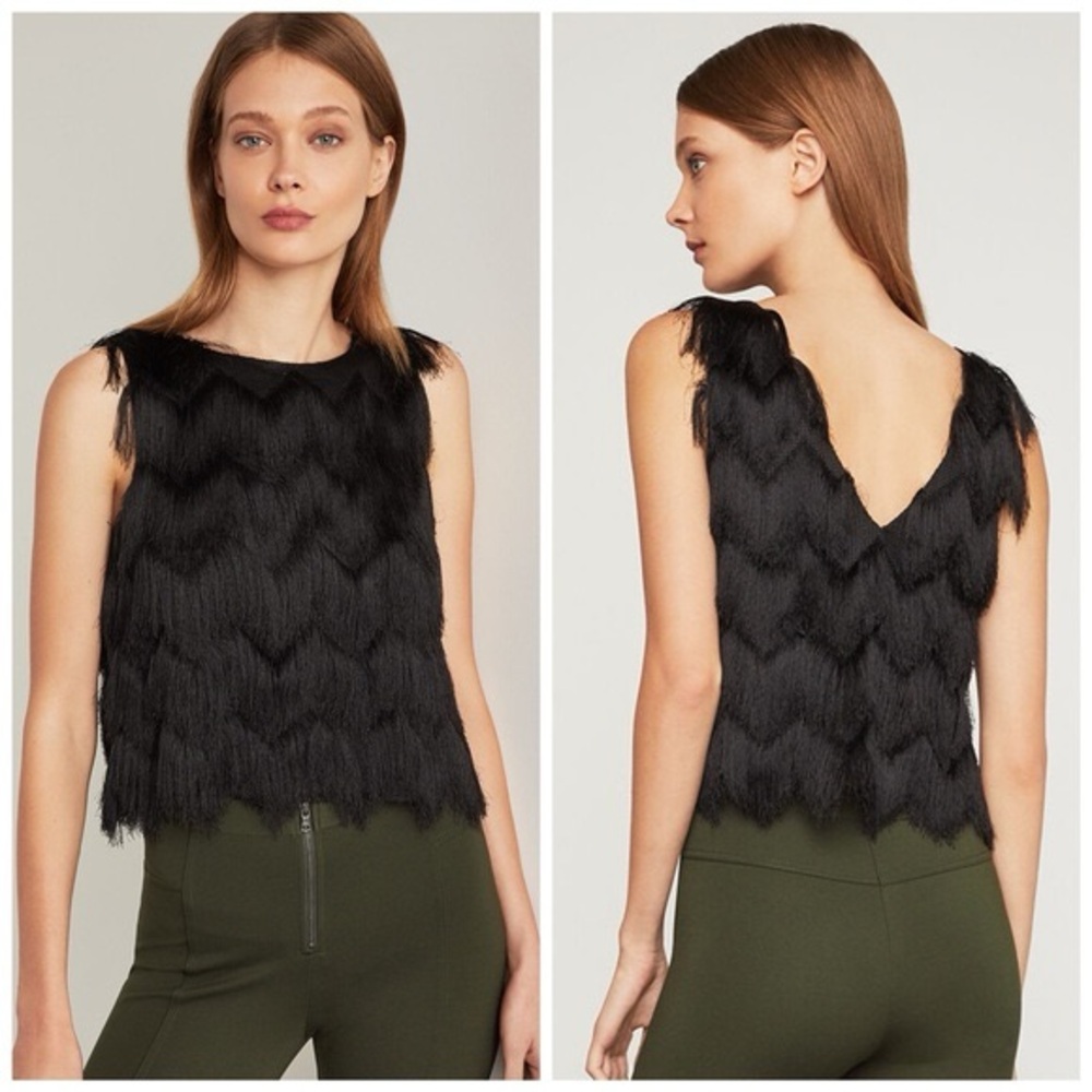 Zara Cropped Reversible Fringe Top Like New XS